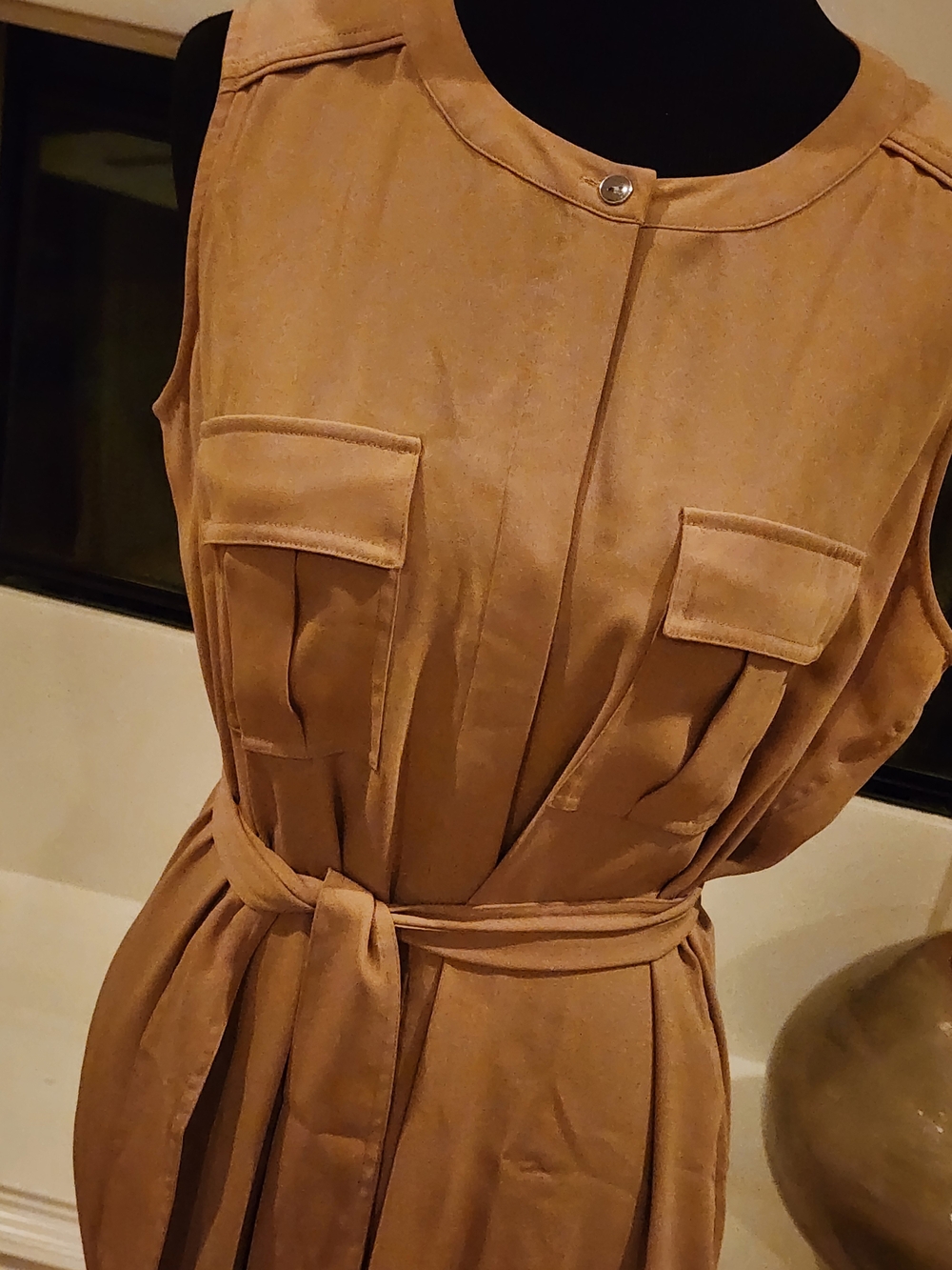 White House Black Market Sleeveless Tan Utility Maxi Dress